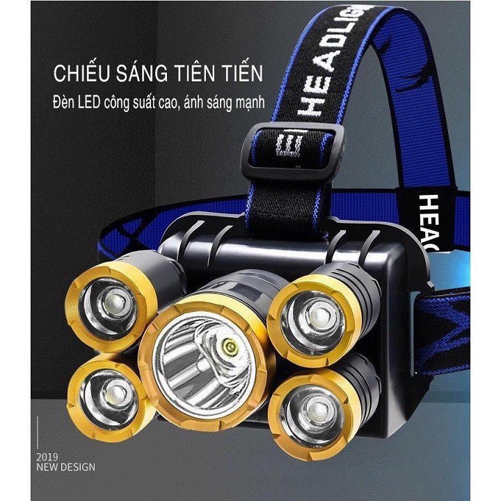 Đèn pin đội đầu chống nước * Đèn pin đội đầu 5 bóng led siêu sáng * kèm sạc chống nước - Bảo hành 12 tháng | BigBuy360 - bigbuy360.vn