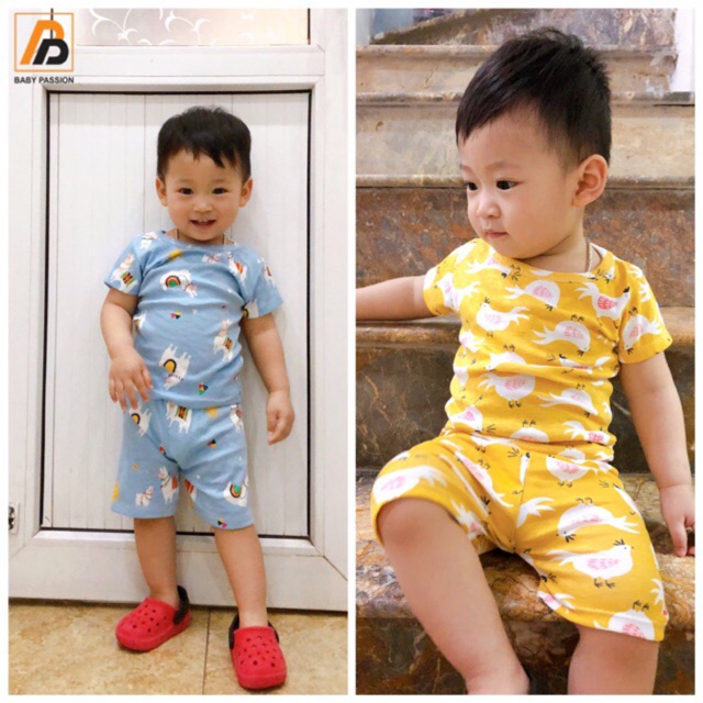 (Loại 1) Bộ quần áo bozip cộc tay cho bé gái bé trai 8-18kg