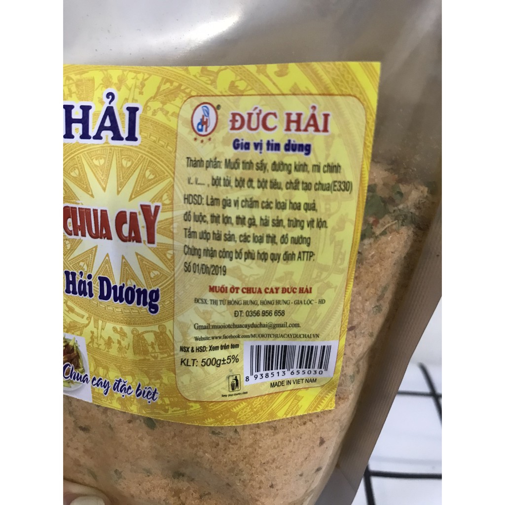 (Sẵn hàng) Muối Hảo Hảo Chua Cay Hiệu Đức Hải (Túi Zip 500gr)