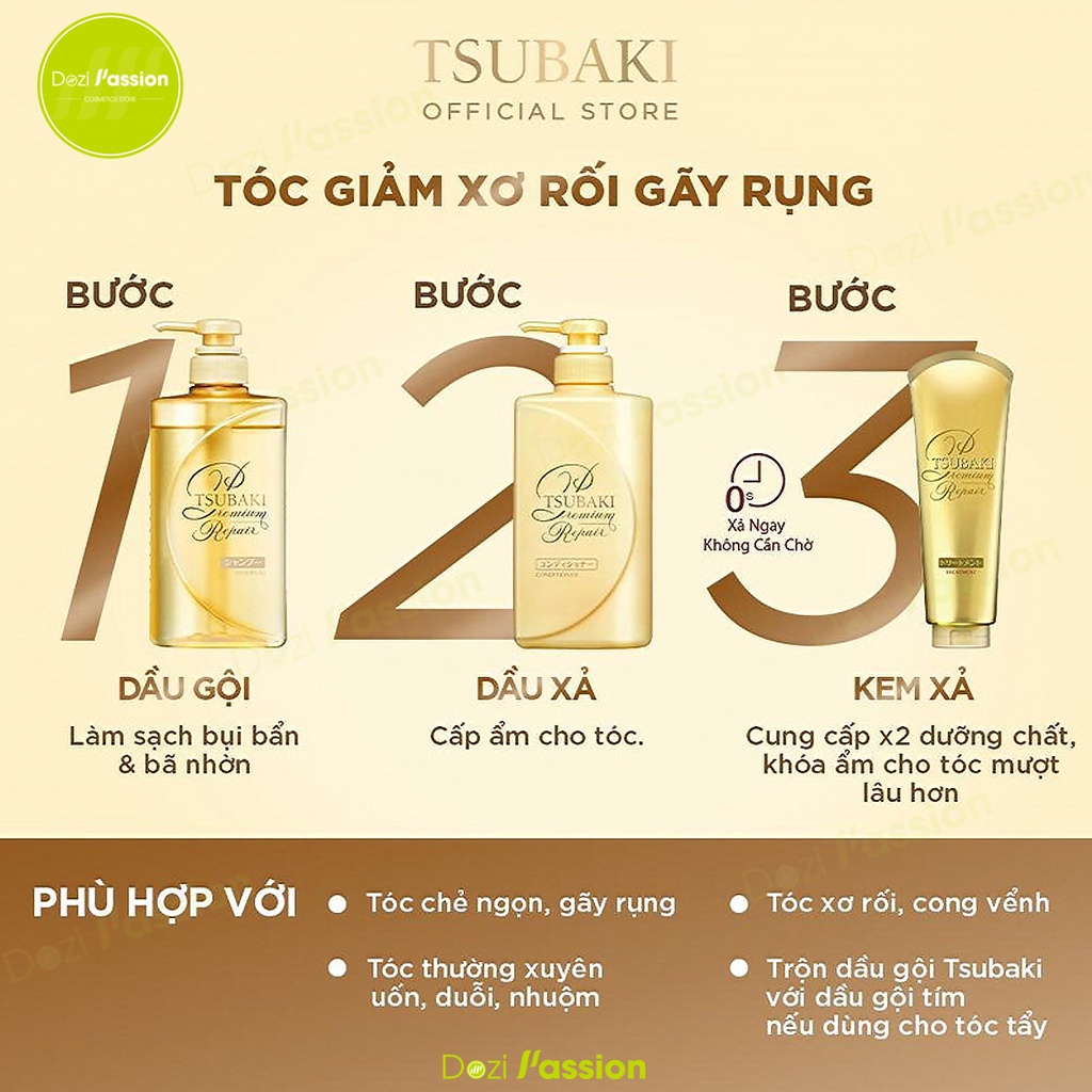 Kem Xả Tsubaki Phục Hồi, Ngăn Rụng Tóc, Giảm Chẻ Ngọn, Làm Mượt Tóc - Tsubaki Premium Repair Treamtment 180g