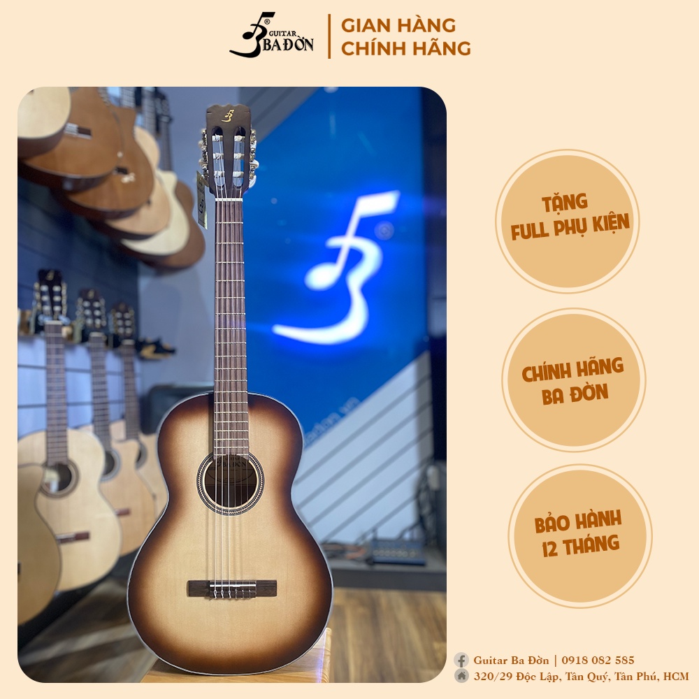 Guitar mini 3/4 cho trẻ em Guitar Ba Đờn DAM-100 Hồng Đào cao cấp