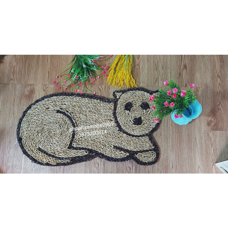 Thảm cói chùi chân size đại _Thảm cói nghệ thuật  hanmade