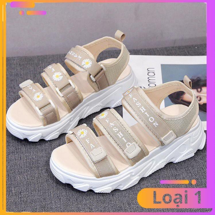 Giày Sandal Nữ Hàn Quốc Choose Quai Ngang Phối Hoa Cúc TREND 2020 Tăng Chiều Cao Đế ⚡G15K7