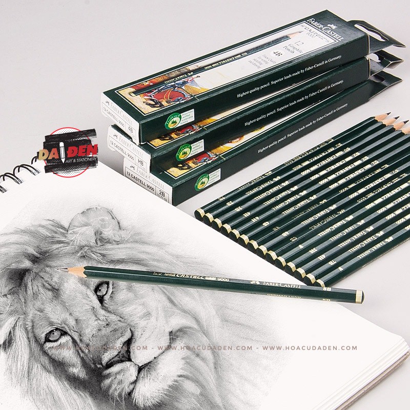 [DA ĐEN] Bút Chì Phác Thảo Faber Castell 9000 Cao Cấp