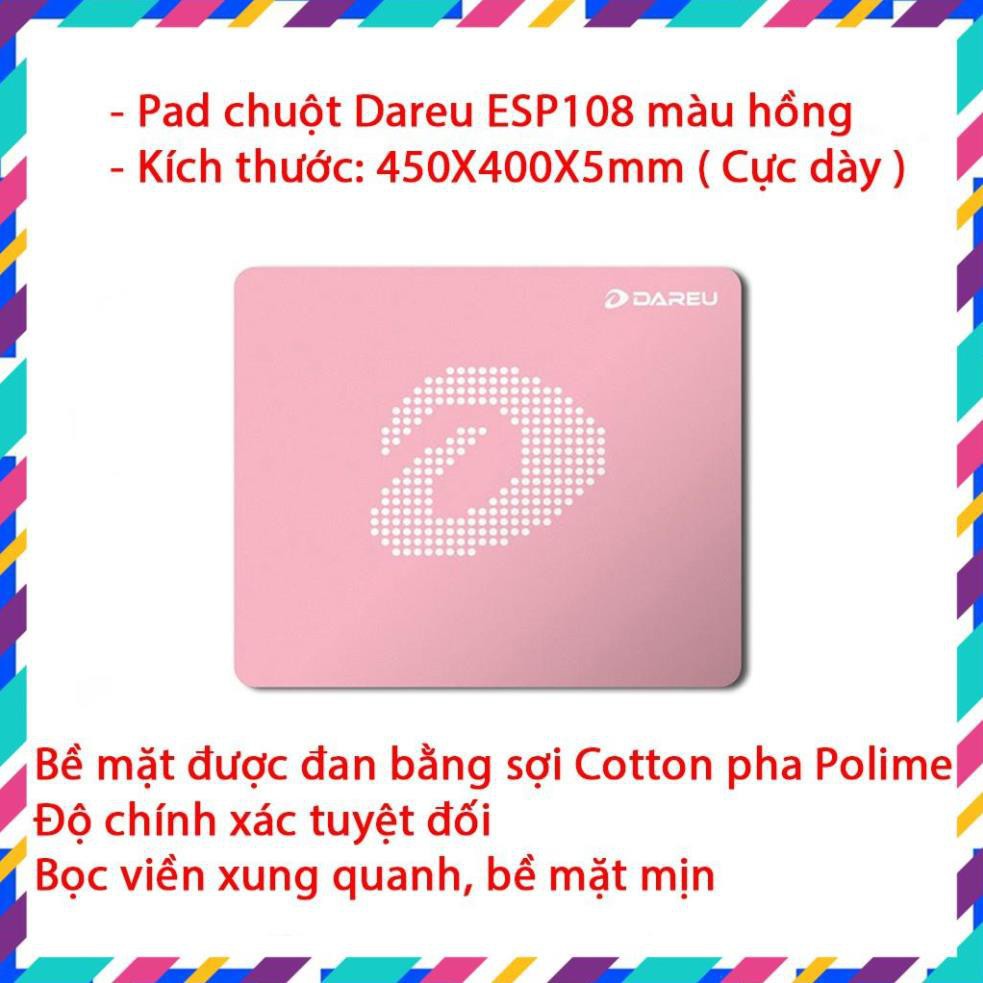 Lót Di Chuột Màu Hồng DAREU ESP101 - Pad Chuột Pink - Bàn Di Chuột Ly 350*300*5mm Chính Hãng