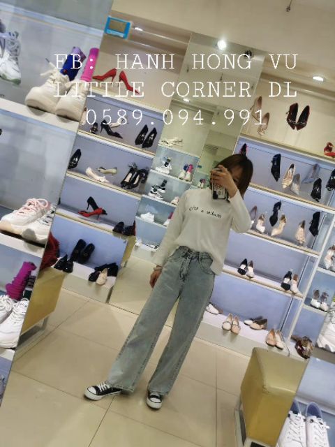 Quần baggy jeans suông dáng dài lưng cao màu nhạt form ulzzang kèm ảnh thật