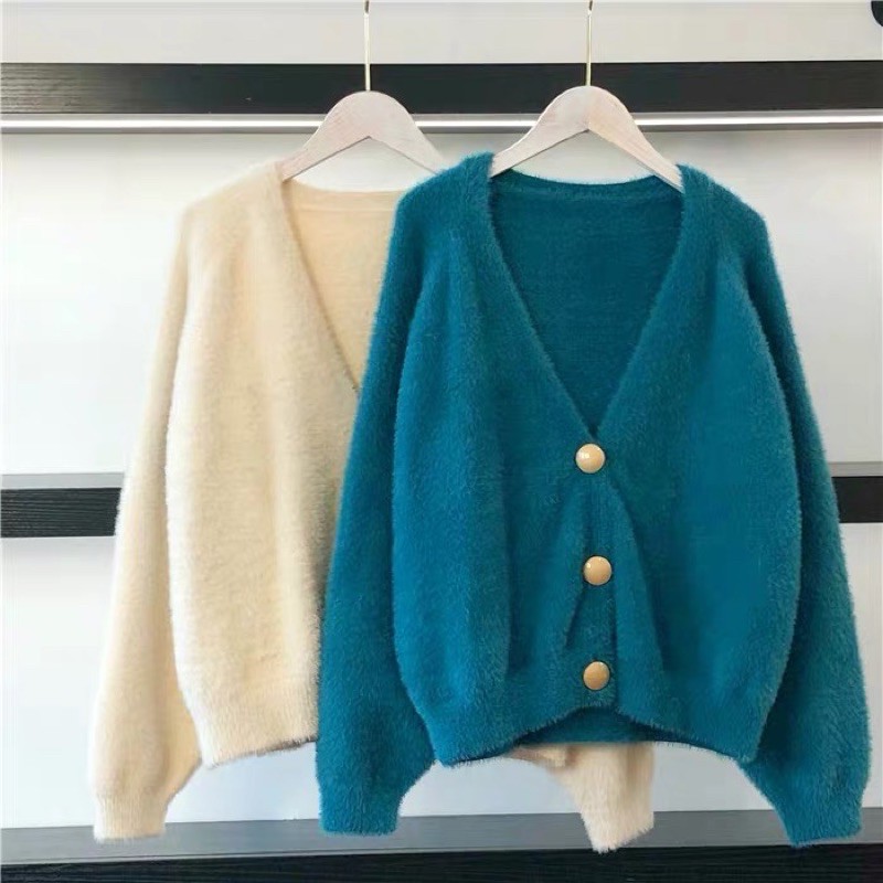 Áo khoác cadigan len lông dáng ngắn, có ảnh thật | BigBuy360 - bigbuy360.vn