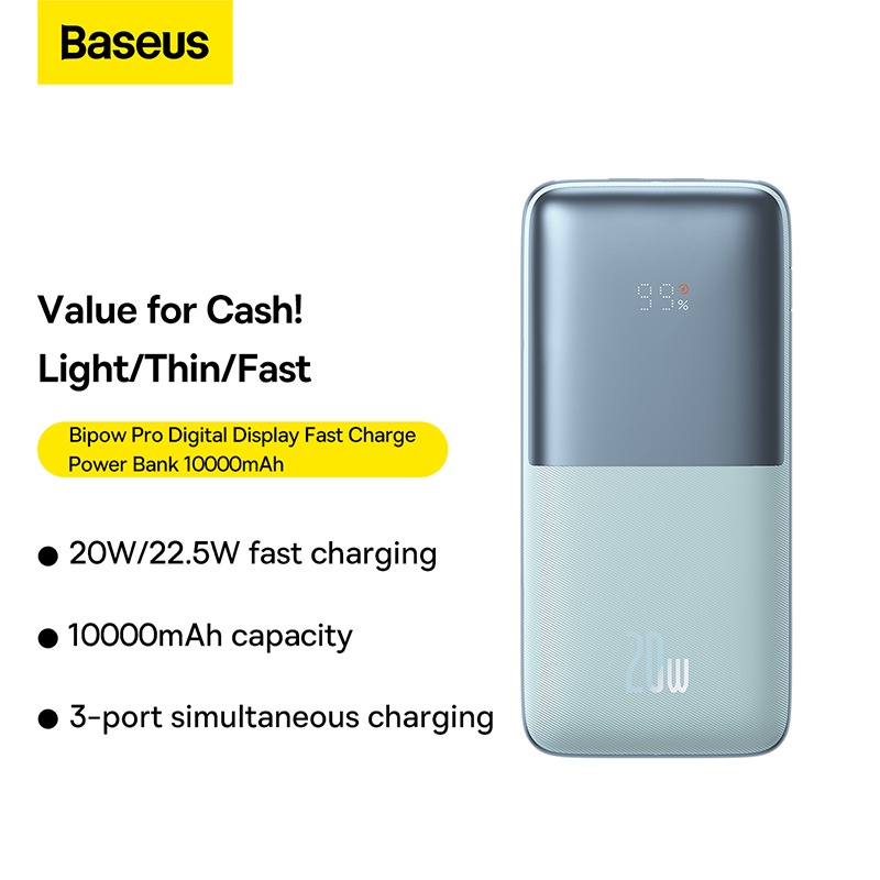 Sạc Dự Phòng Baseus Bipow Pro Digital Display Fast Charge Power Bank 10000mAh 20W/22.5W