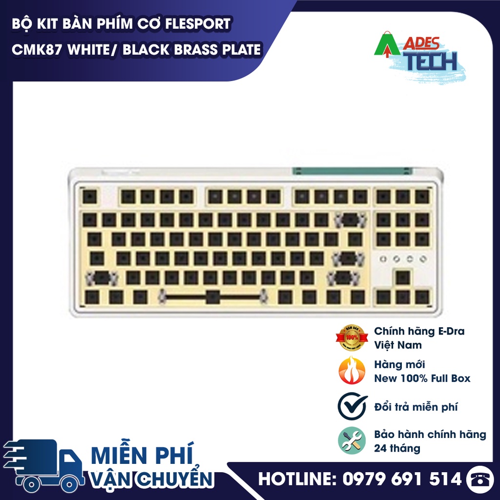 KIT Bàn Phím Cơ FLEsport CMK87 White / Black Brass Plate | Plate Đồng Chắc Chắn | 1 Mode | Bảo Hành 12 Tháng