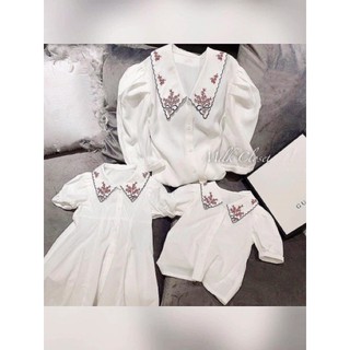[SIÊU RẺ] [HÀNG THIẾT KẾ] ÁO SƠ MI NỮ CỔ THÊU HOA ĐỎ