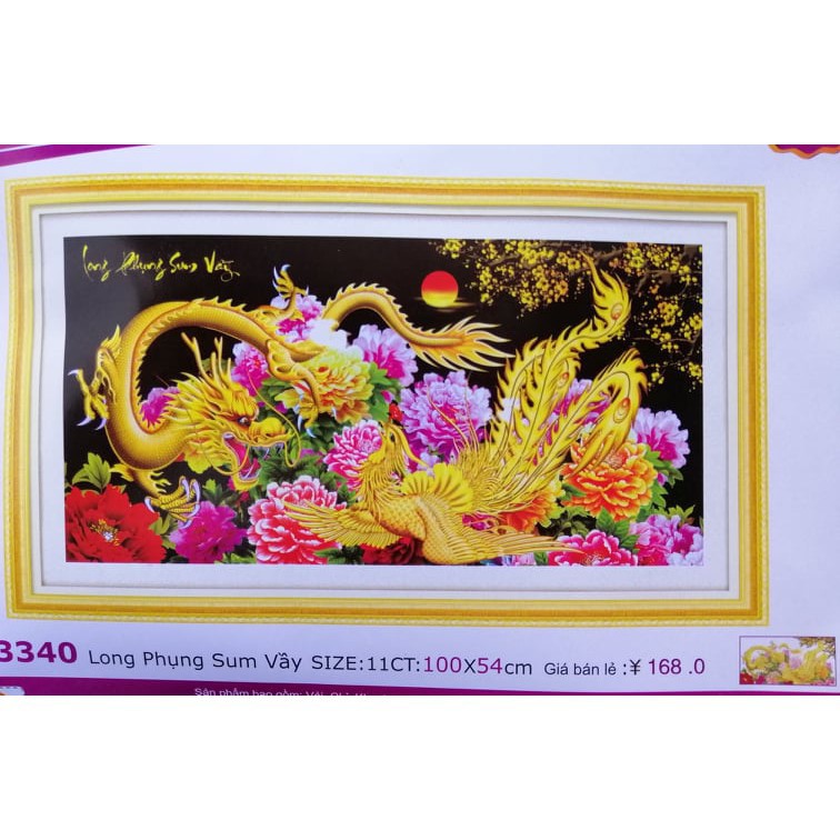 Tranh thêu chữ thập Long Phụng Sum Vầy LV3340 (100X54) LV3341 (120x60) chưa thêu