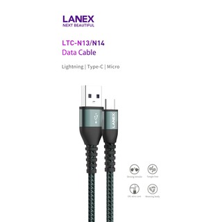 Cáp sạc nhanh 3.0A Lightning cho iPhone Lanex LTC - N14L dây dù dài 2M có đèn led báo sạc đầy