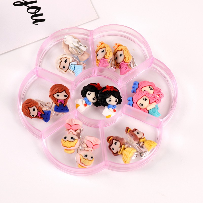 Set 7 Đôi Khuyên Tai Dáng Dài Đính Đá / Ngọc Trai Giả Dễ Thương Cho Bé Gái