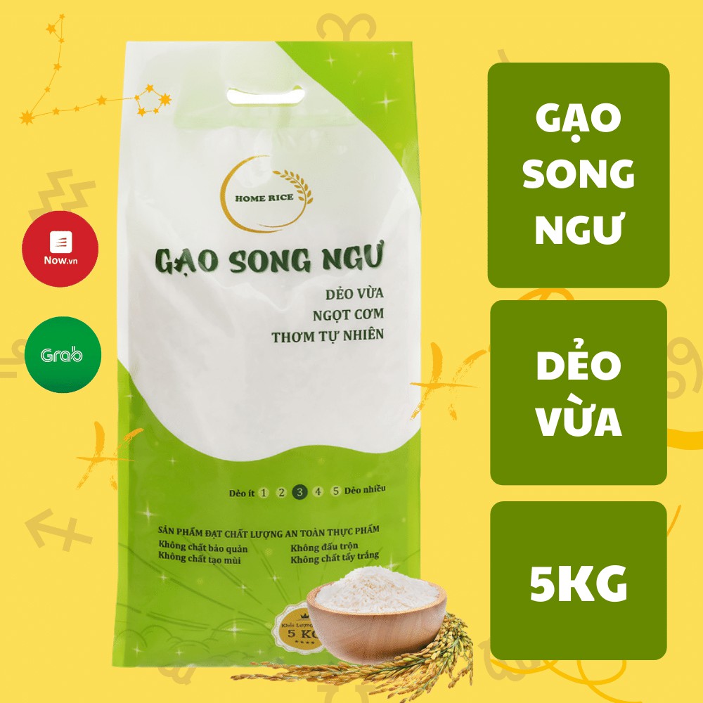 Gạo Song Ngư Gói 5Kg HOME RICE - Gạo Dẻo Vừa, Ngọt Cơm, Thơm Tự Nhiên HOM thumbnail