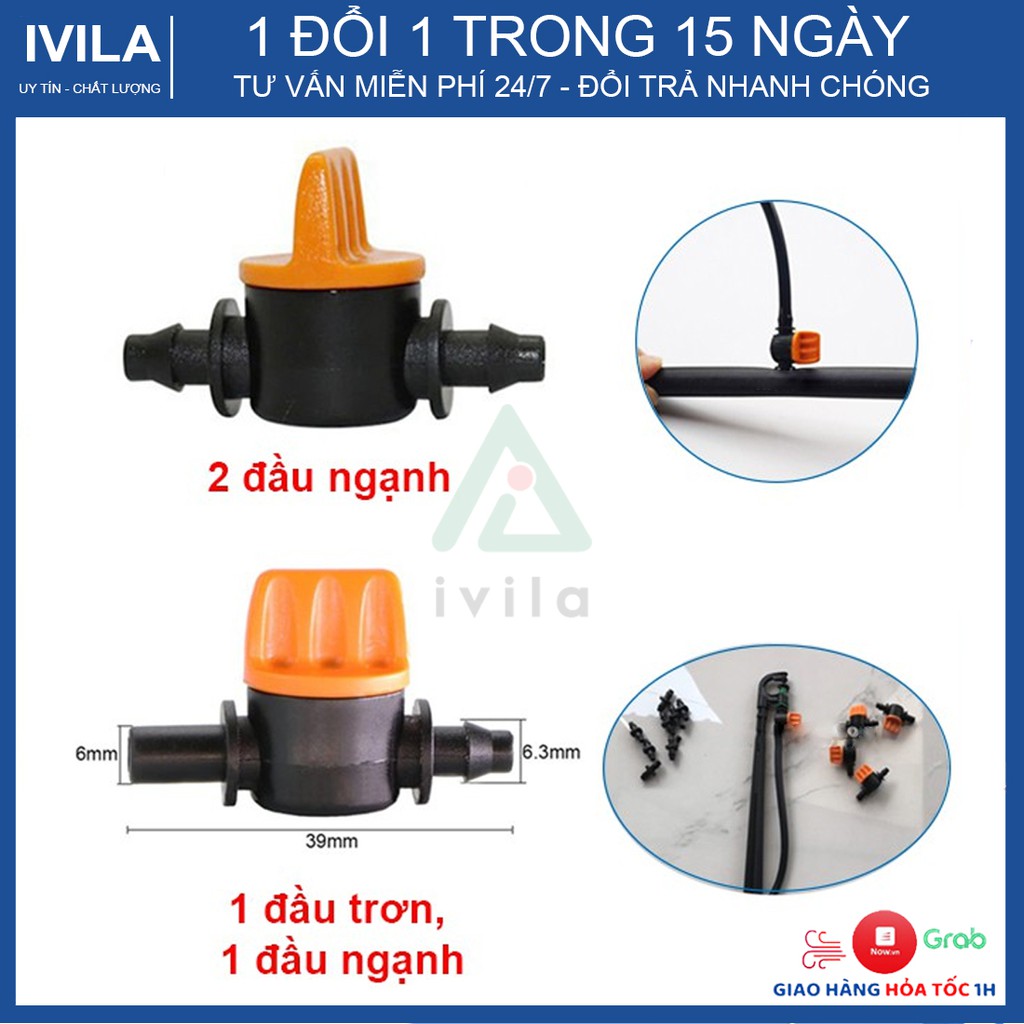 Combo 10 Van khóa Sino - Phụ kiện Khóa Ống LDPE 6mm - Van khóa sino 1 đầu gân, 2 đầu gân
