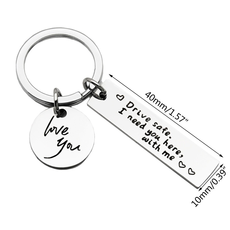 Móc Chìa Khóa Bằng Thép Không Gỉ In Chữ I Need You Here with Me Dành Cho Cặp Đôi