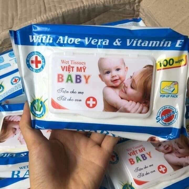 Khăn giấy ướt baby Việt Mỹ 100 tờ ( Chính hãng)- Tiện cho mẹ, tốt cho con/ Nhà thuốc Tô Hiệu