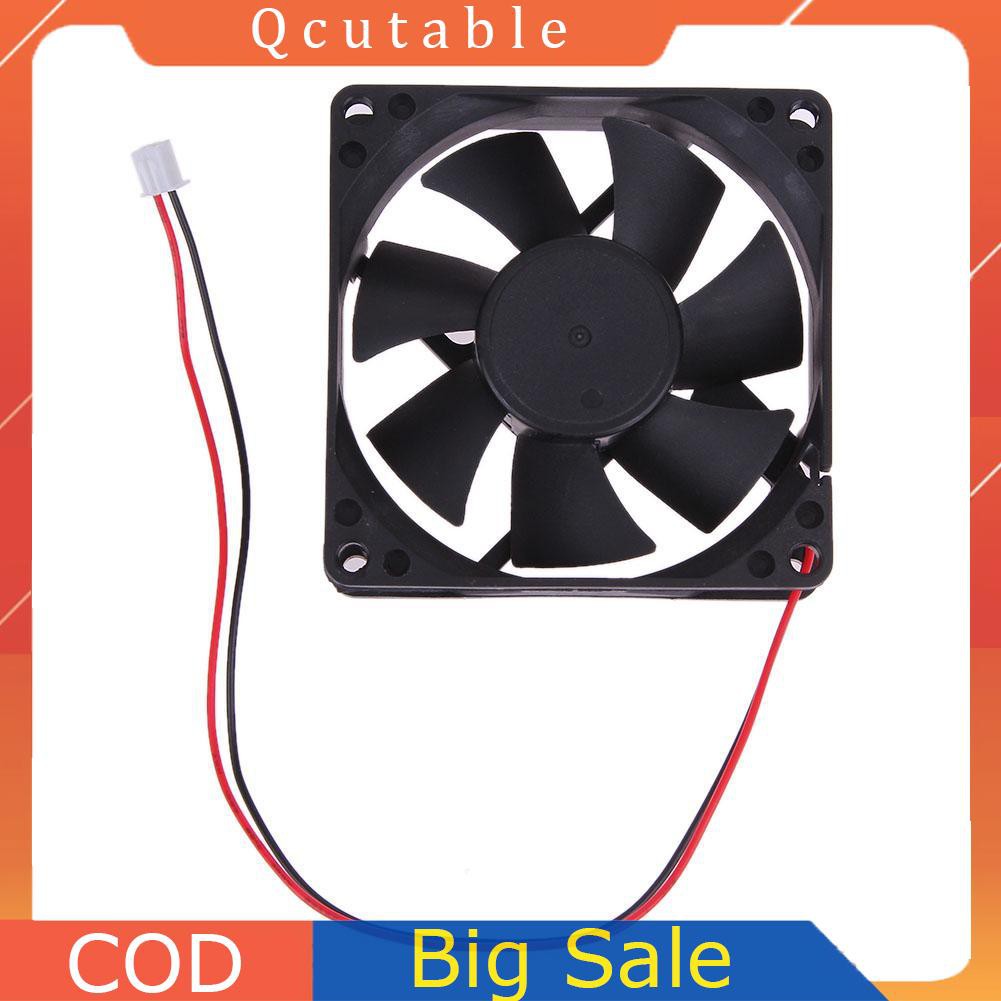 Quạt Làm Mát Không Chổi Than 80x80x25mm # Uk 7 Lưỡi 2 Dây 24v