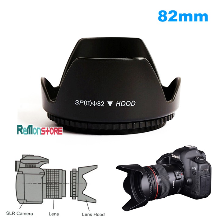 Loa che nắng Lens Hood hoa sen vặn ren cho ống kính phi 82mm