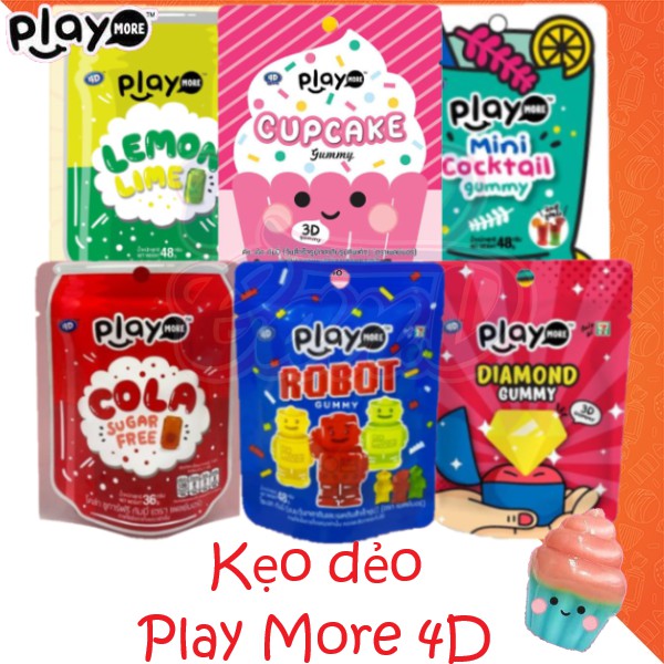(7 vị) Kẹo dẻo Play More 4D 48gr
