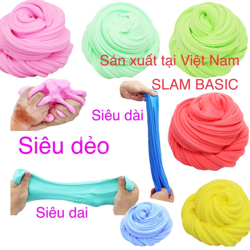 Slam basic HÀNG VIỆT NAM slime mềm dẻo, không dính tay, màu sắc tươi sáng, trò chơi giảm căng thẳng, mệt mỏi BASIC-LE