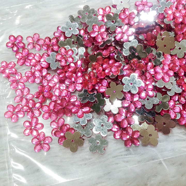 10 Hạt đá bông mai nhựa acrylic 3d kết áo lấp lánh size 0.9cm