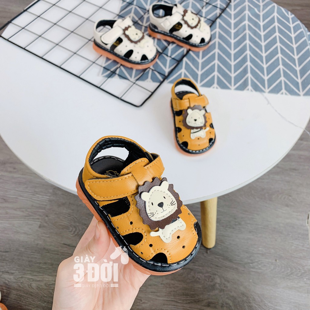 Sandal Giày Tập Đi Rọ Sư Tử 3DG14 GIAY3DOI Cho Chân Bé 11.5-13.5cm Có Chít Chít Siêu Yêu