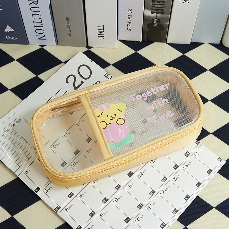 Túi Lưới Đựng Bút Trong Suốt Sức Chứa Lớn Dễ Thương Cho Học Sinh Tiểu Học