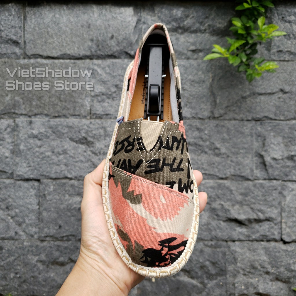 Slip on nam - Giày lười vải nam cao cấp - Vải bố họa tiết sơn loang 3 màu xám xanh, vàng và cam - Mã SP 2928 | BigBuy360 - bigbuy360.vn