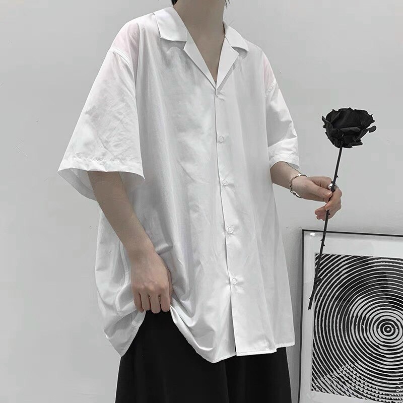 [Mã FATHANG5 giảm 10K đơn 50K] Áo Sơ Mi Vest tay ngắn nam nữ unisex trắng, đen - Kiểu áo sơ mi lụa form rộng | BigBuy360 - bigbuy360.vn