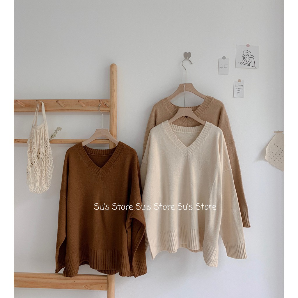 Áo len trơn cổ tim form rộng A1085 SUSTORE | BigBuy360 - bigbuy360.vn