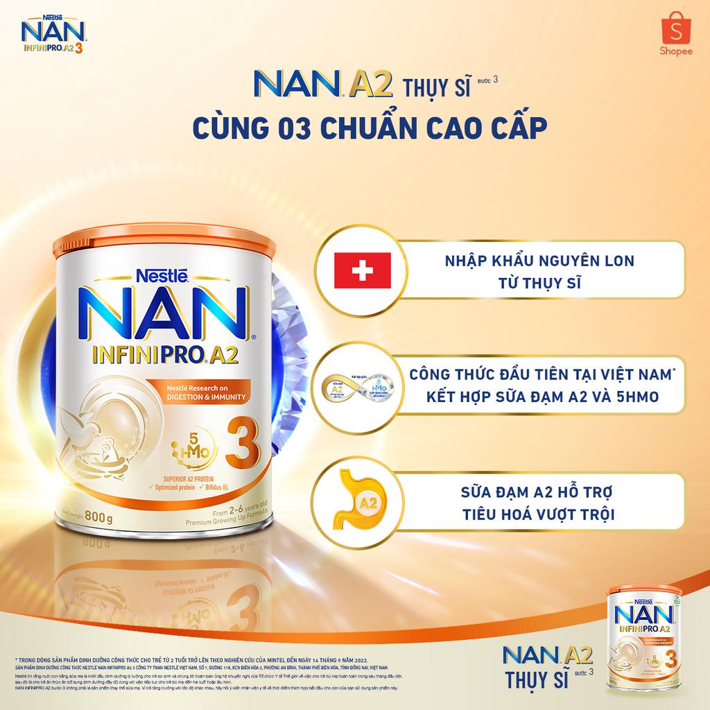[Tặng 01 Thùng rác treo cánh tủ] Sữa Bột Nestlé NAN INFINIPRO A2 3 lon 800g