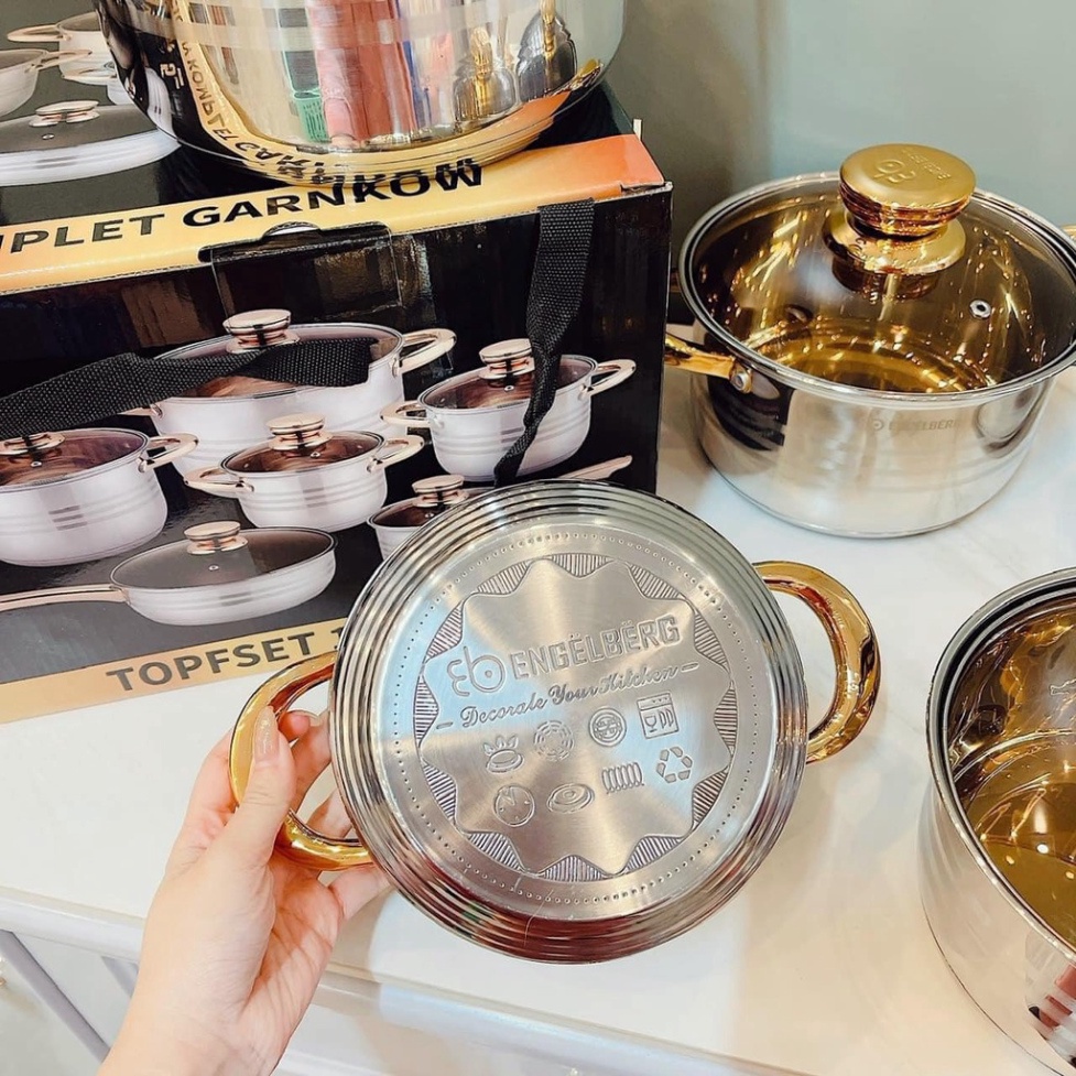 Bộ nồi ANGELBERG 6 món 12 chi tiết nhập khẩu từ Đức chính hãng tayhai627