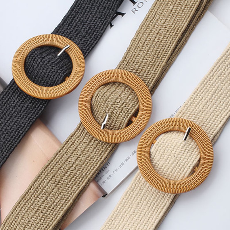 Thắt lưng vải dệt có khóa vuông thời trang dành cho nữ
