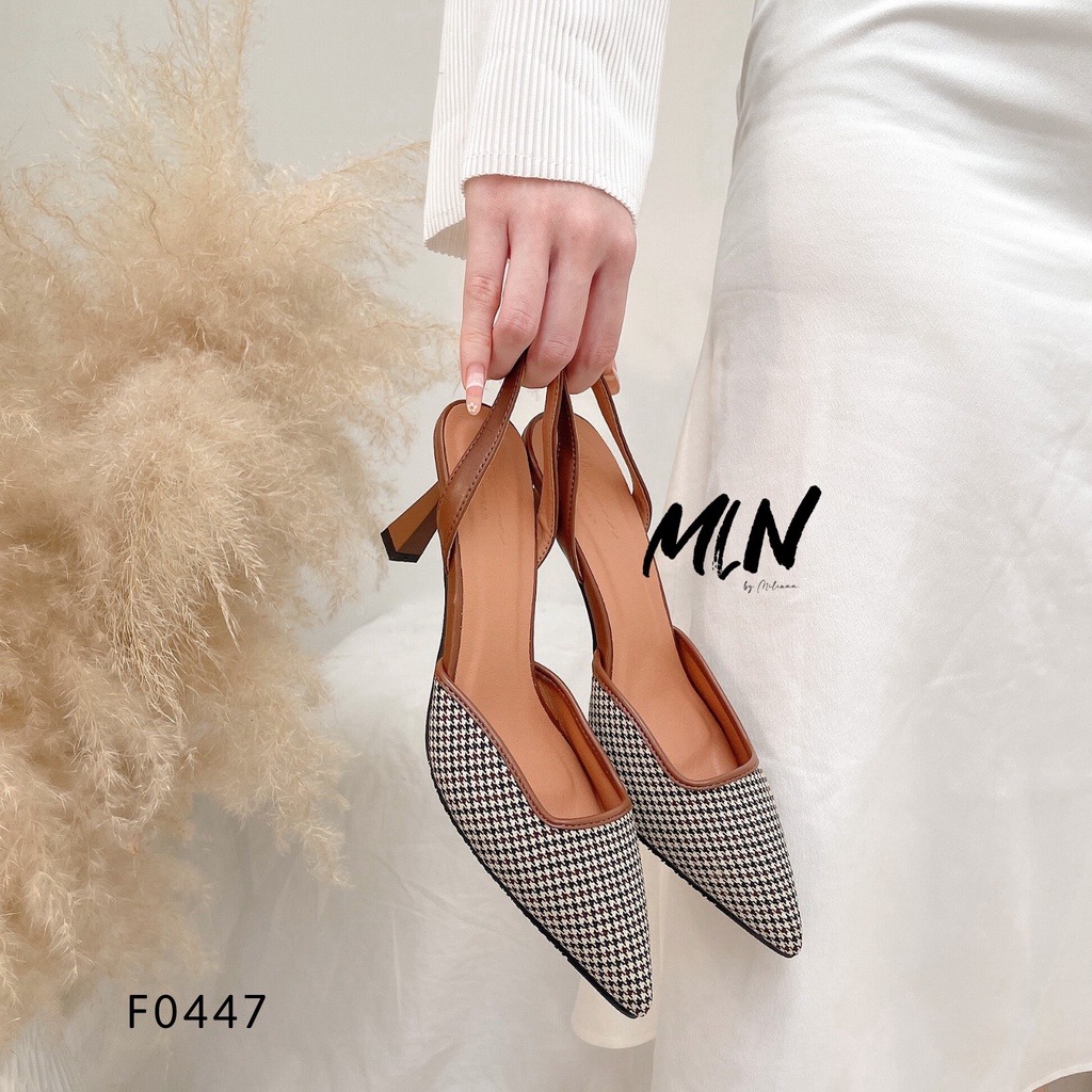 [Mã 253FASHIONSALE giảm 12% đơn 99K] GIÀY CAO GÓT SLINGBACK NỮ GÓT NHỌN 5P BÍT MŨI NHỌN TRƠN F0447