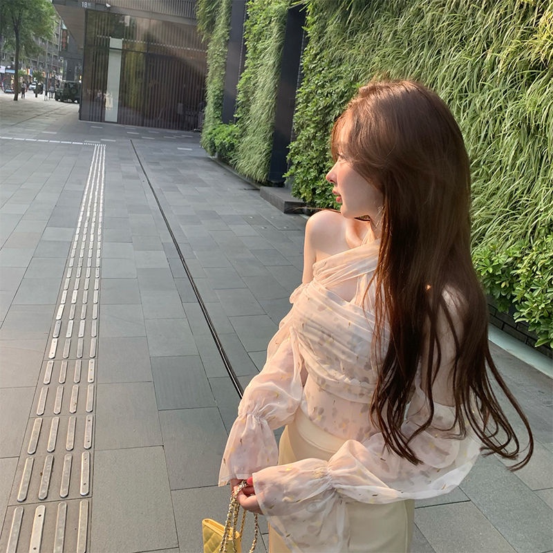 Sẵn Sàng!Đầm Voan Thiết Kế Cột Dây Mỏng Họa Tiết Hoa Màu Đồng Phong Cách Mùa Hè 2022