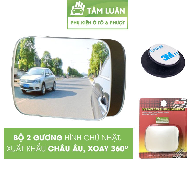 Gương cầu lồi ô tô xoay 360 độ cao cấp hình chữ nhật soi điểm mù