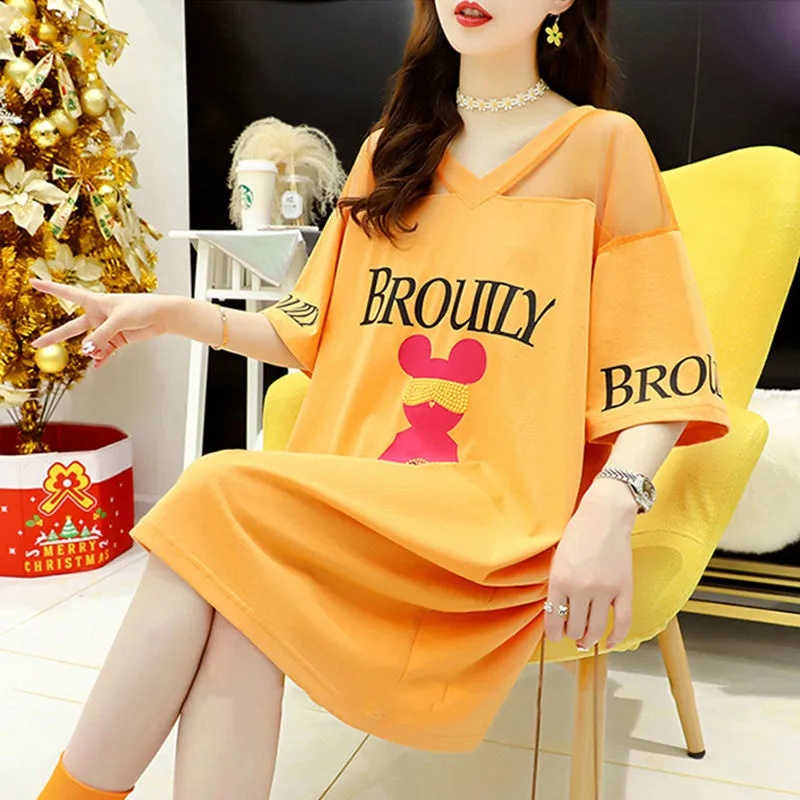 Áo Thun Tay Ngắn Phối Lưới Plus Size C9450 Dành Cho Nữ [40-100KG]