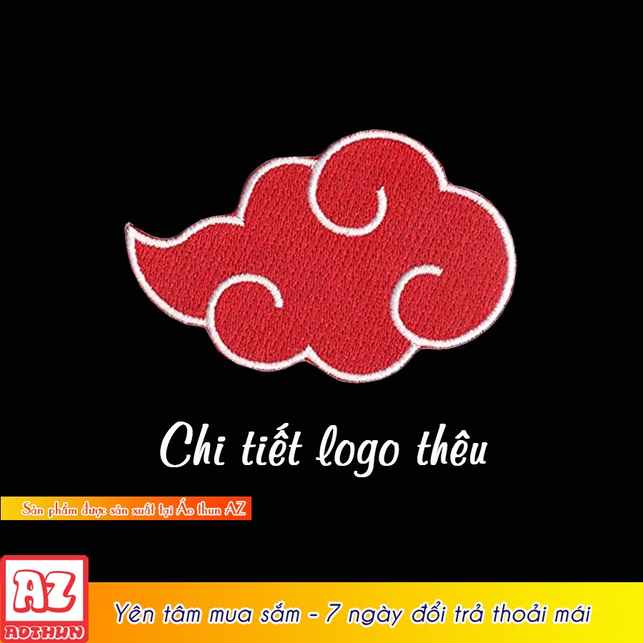 Áo thun nam cổ tròn thêu logo naruto uchiha sasuke itachi akatsuki - Vải cotton A05