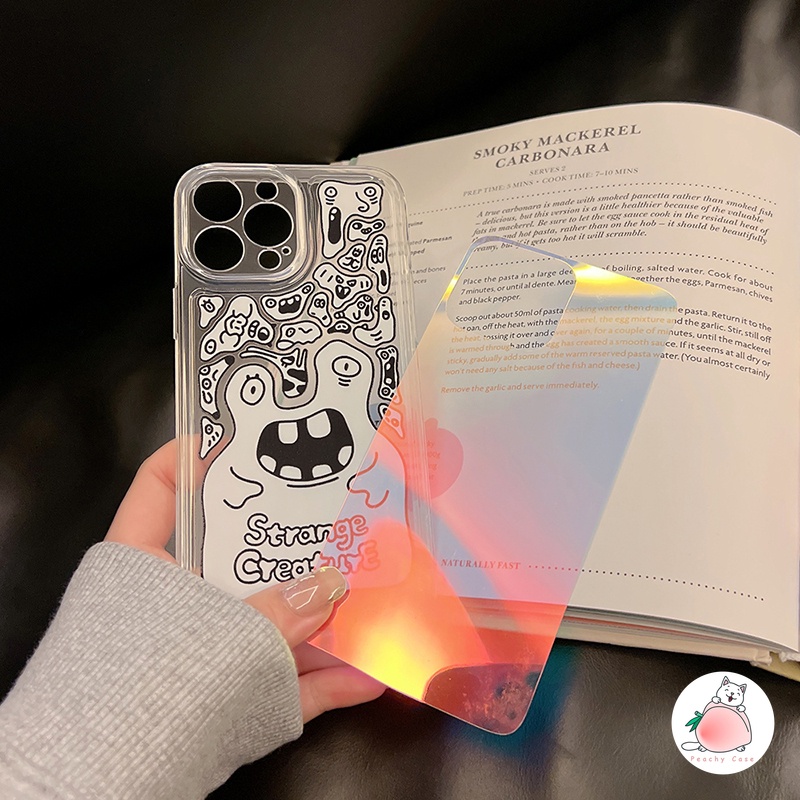 Ốp Điện Thoại TPU Mềm Màu Laser Hình Quái Vật Vui Nhộn Cho iPhone 13 Mini 12 Pro Max 11 Xr Xs Max X 7 8 Plus 12 Mini