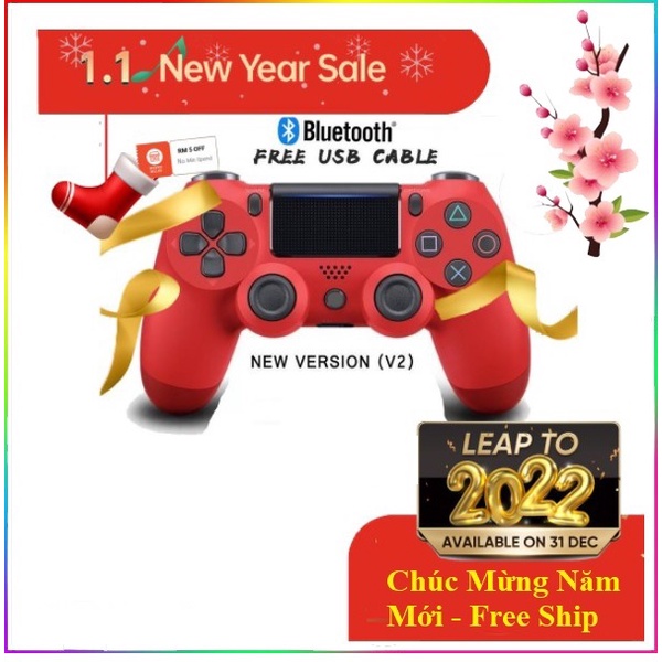 🎮ps4 controller🎮Tay cầm chơi game fifa online 4 360 Full Box Có Rung, Tay Cầm Doubleshock 4 không dây PC, Laptop (đỏ