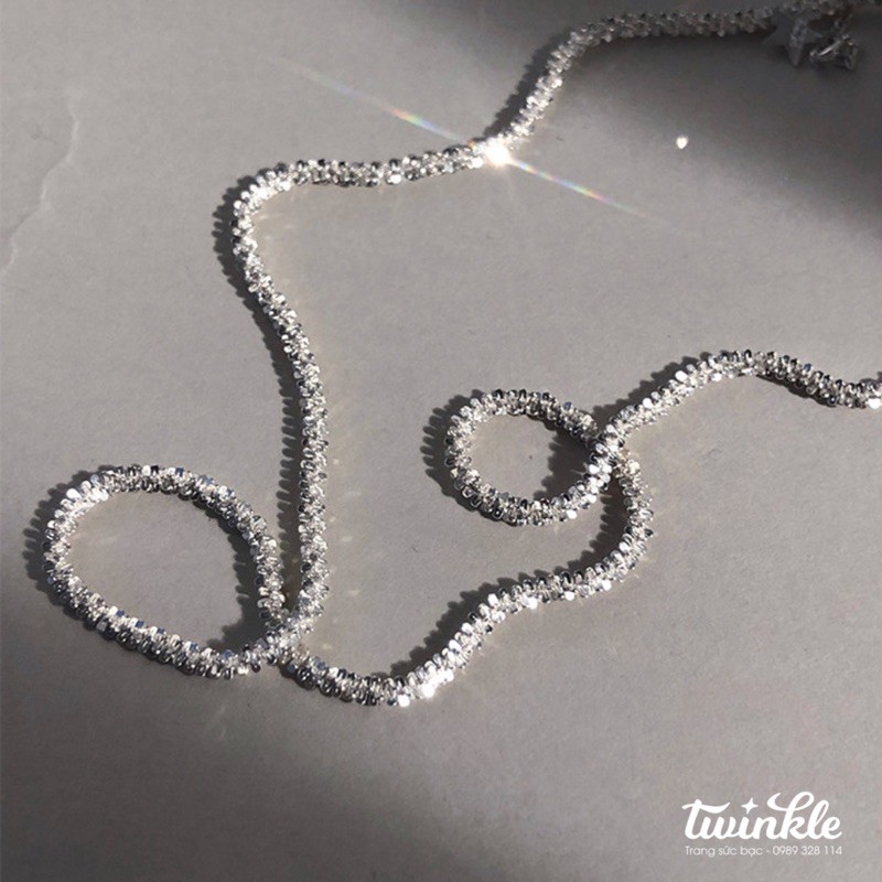 Dây chuyền bạc 925 dạng dây xù lấp lánh không mặt đơn giảm dễ phối nổi bật - Twinkle Silver