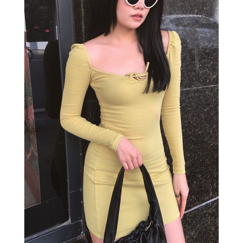 Váy vàng Mustard Bodycon dress