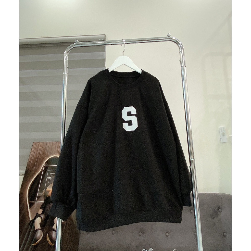 Set Bộ Chữ S Thêu Tăm Nam Nữ Unisex Dáng Rộng Quần Bom Chun Basic