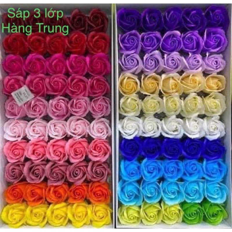 Hoa sáp 3 lớp hộp 50bông