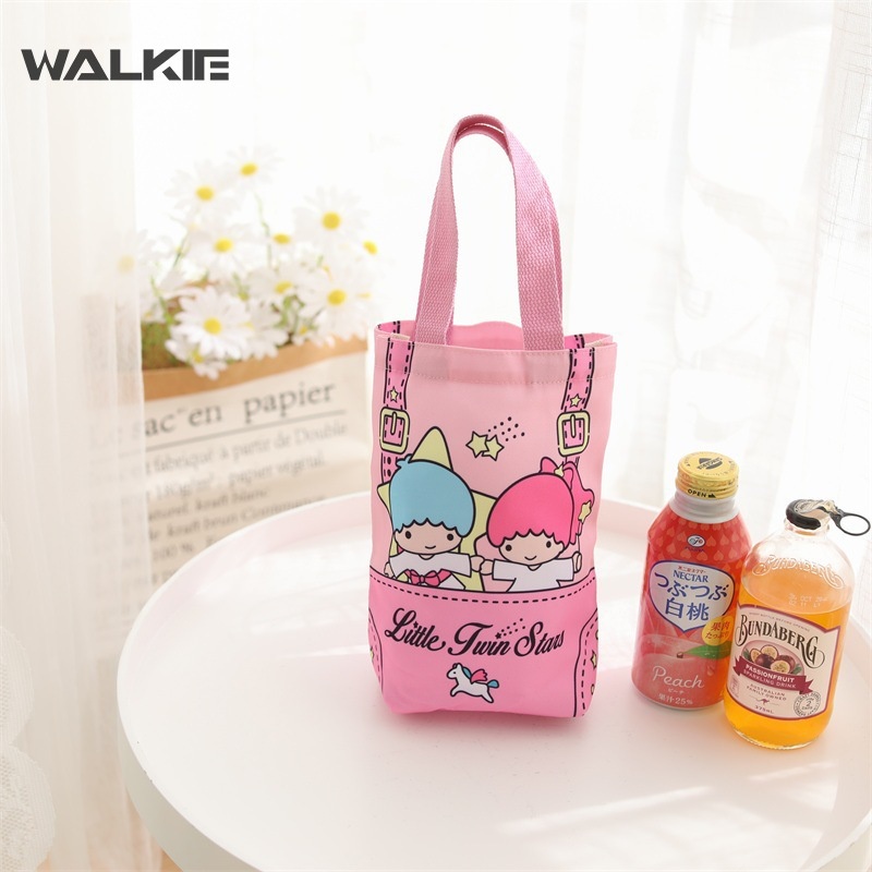 Túi Vải Canvas Đựng Cốc Nước Giữ Nhiệt In Hình Kuromi Cinnamoroll Hoạt Hình 23CM