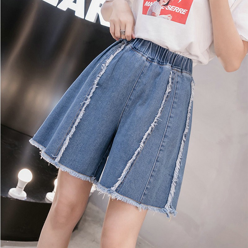Quần bò short cá tính cho nàng mập đi chơi bigsize cỡ đại thoải mái tiktok Ullzang Hàn Quốc dạo phố