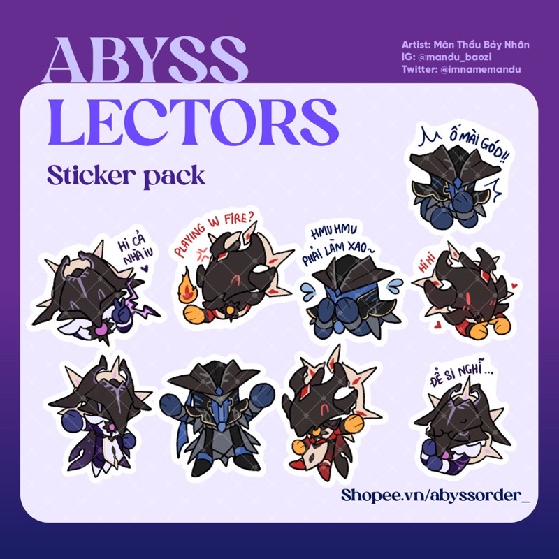 HÌNH DÁN SỨ ĐỒ VỰC SÂU ABYSS LECTOR STICKER SET