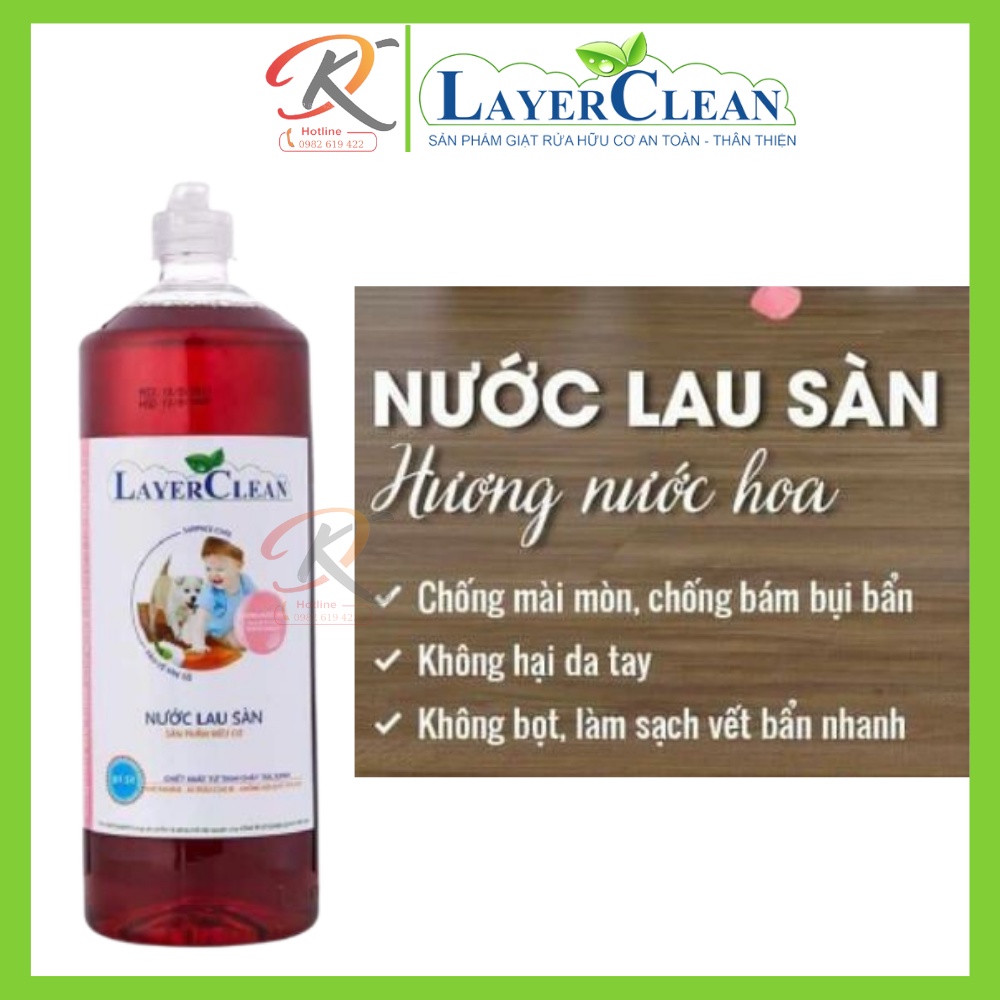 Nước lau sàn hữu cơ LayerClean - Hương gió biển - An toàn với sàn gỗ, hương thơm dịu nhẹ