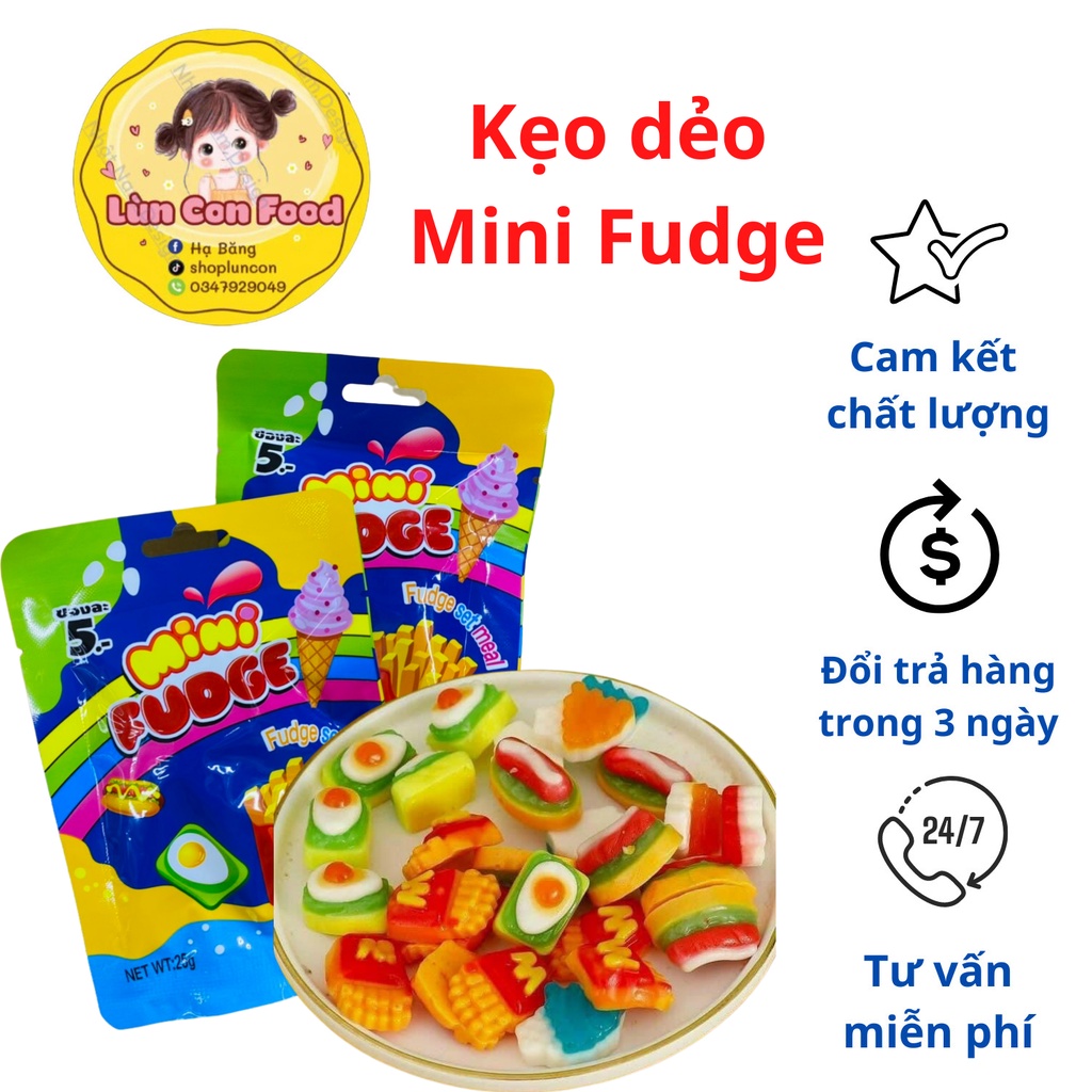 KẸO DẺO MINI FUDGE _ KẸO DẺO HÌNH ĐỒ ĂN DỄ THƯƠNG _ ĂN VẶT TUỔI THƠ - Lùn Con Food